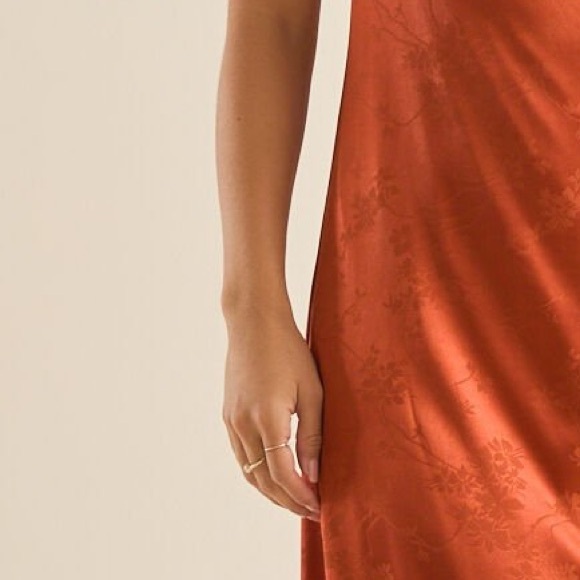 Altar’d State satin jacquard orange maxi dress medium - Picture 2 of 6